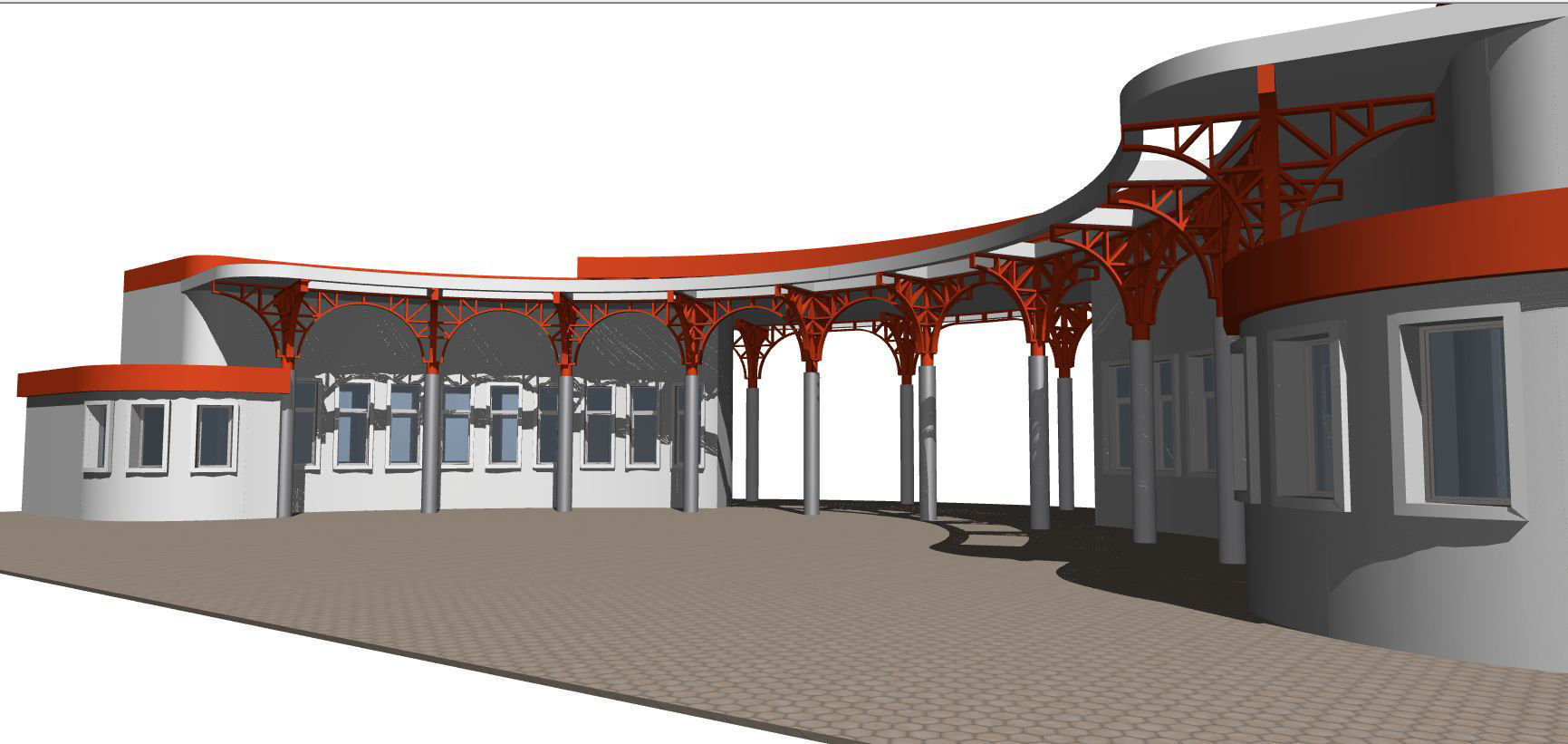 Semicircular building with colonnade 3D model_10