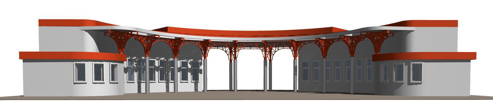 Semicircular building with colonnade 3D model_8