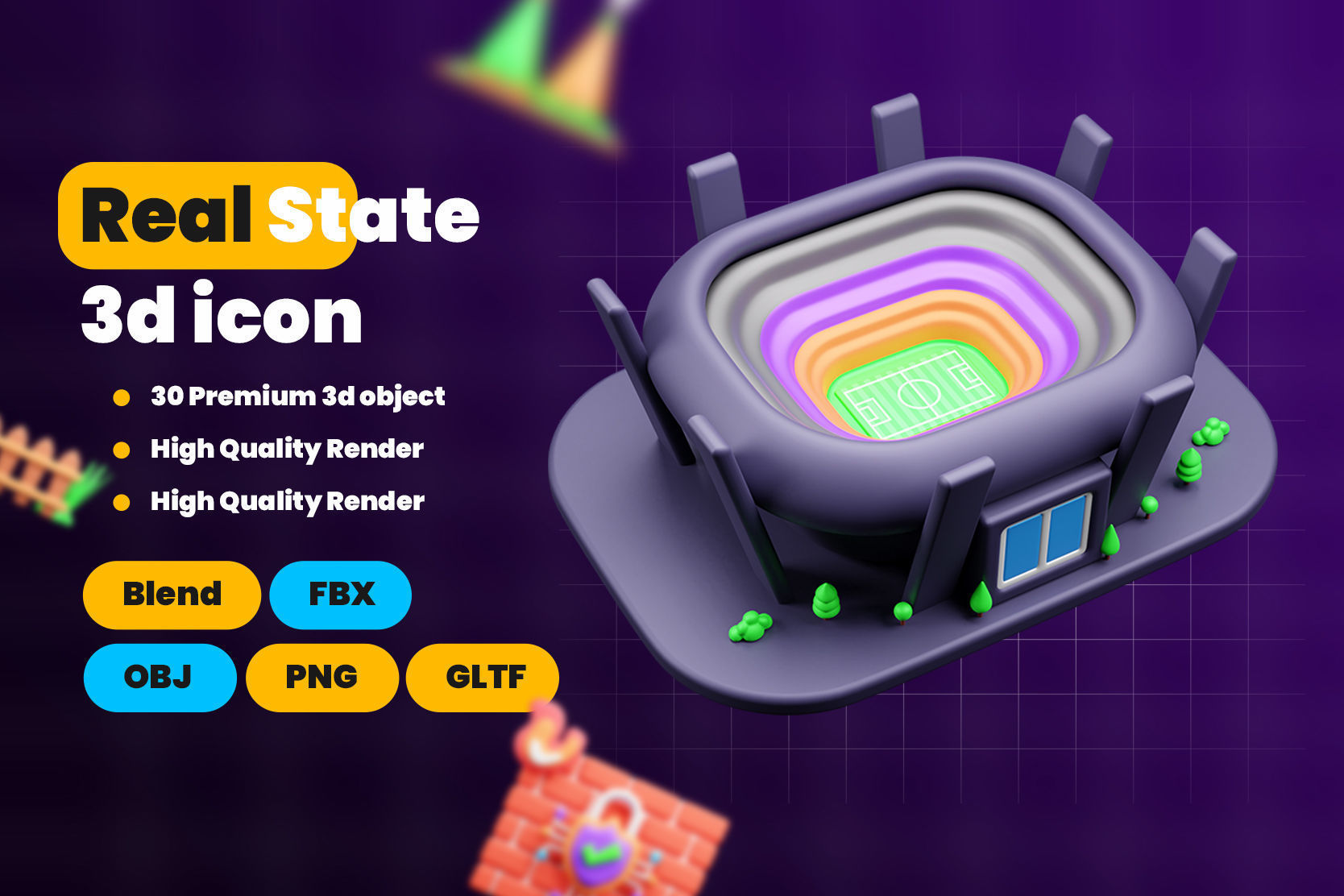 Real State 3d Illustration  Icon Pack 3D model_1