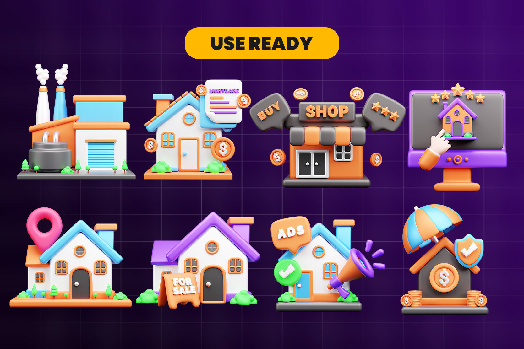 Real State 3d Illustration  Icon Pack 3D model_2