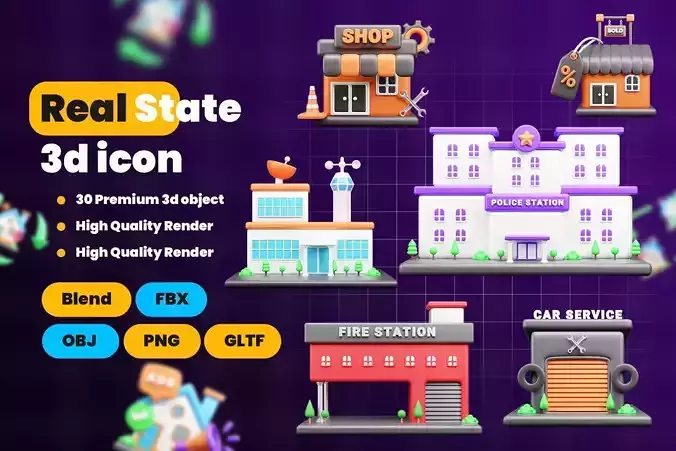 Real State 3d Illustration  Icon Pack