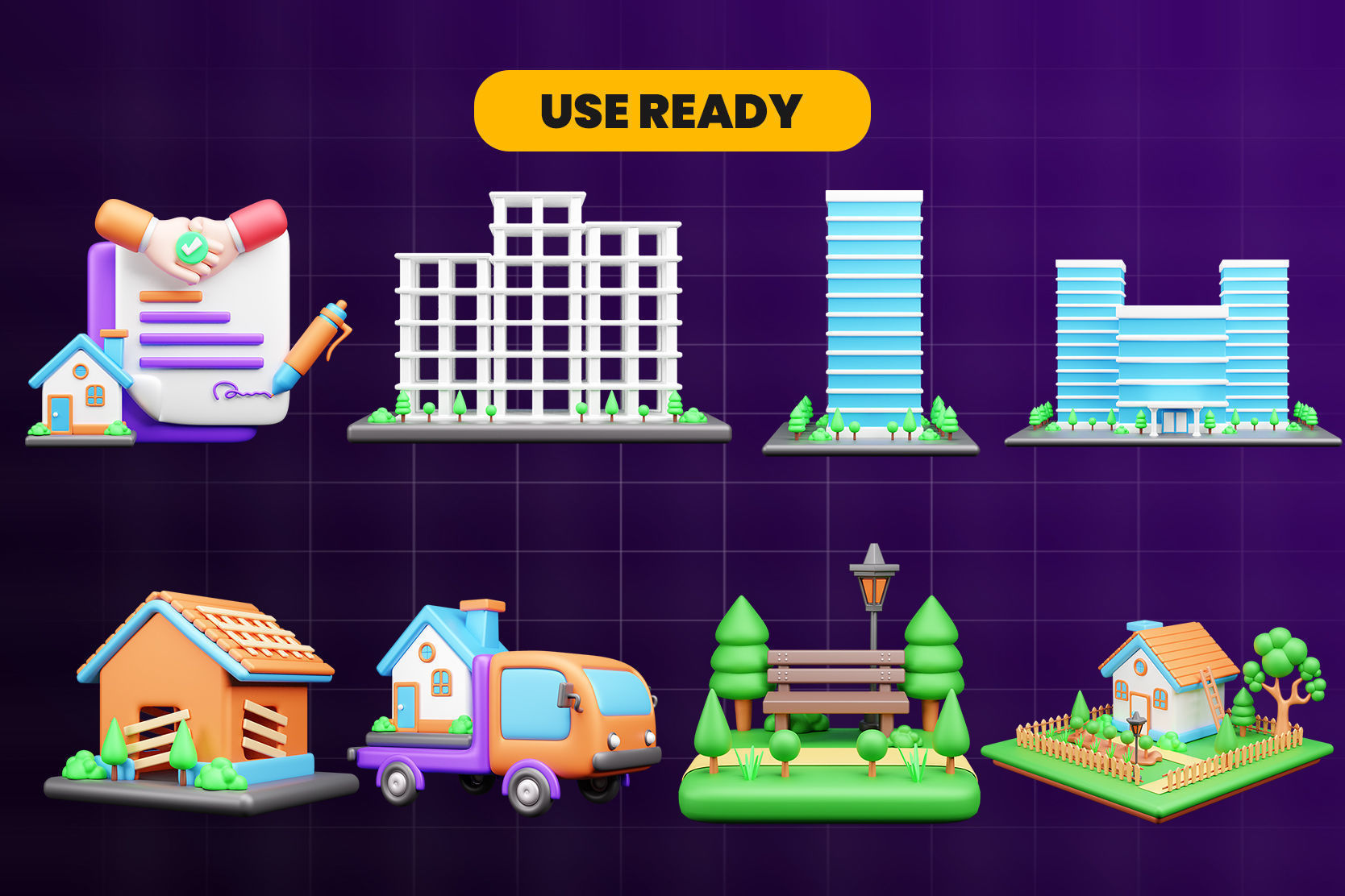 Real State 3d Illustration  Icon Pack 3D model_3