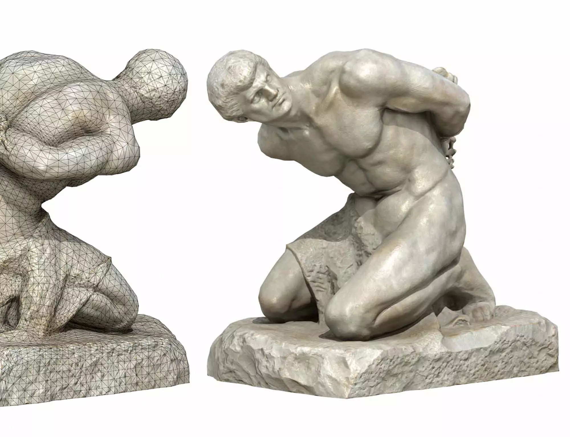 The Slave Statue Low Poly 018 Low-poly 3D model_0