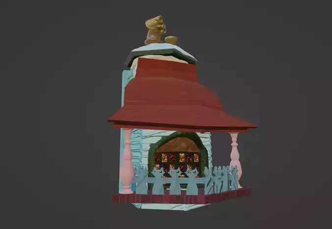 Blender Blue Wood House Balcony Door Window Vintage Old Classic