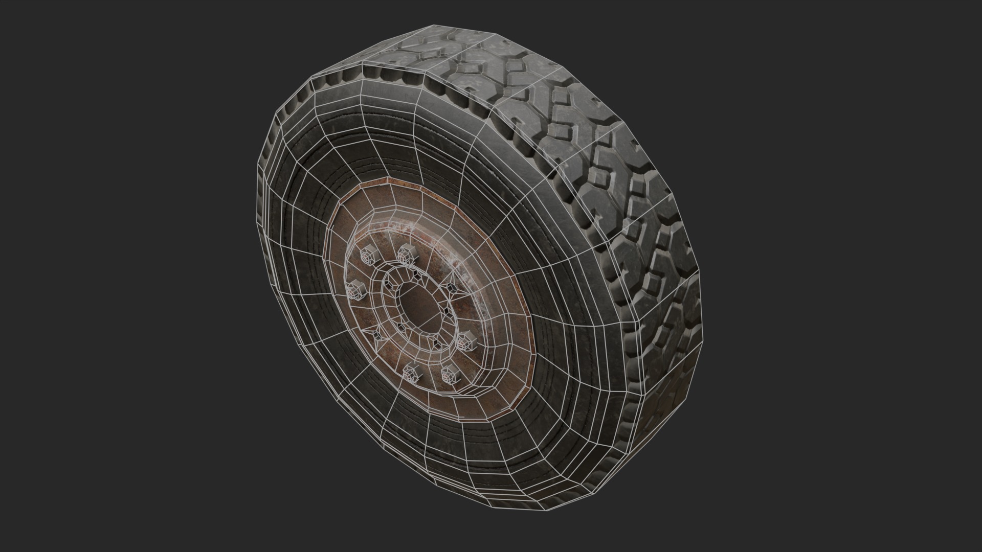 Old Rusty wheels Low-poly 3D model_2