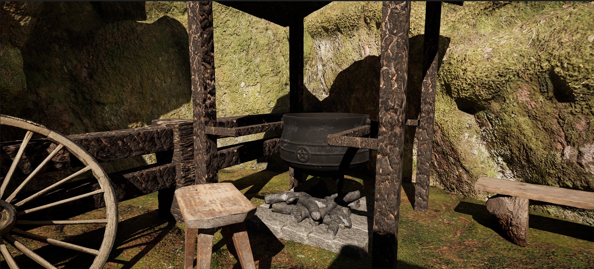 Farmer House and Barn in the Forest 3D model_32