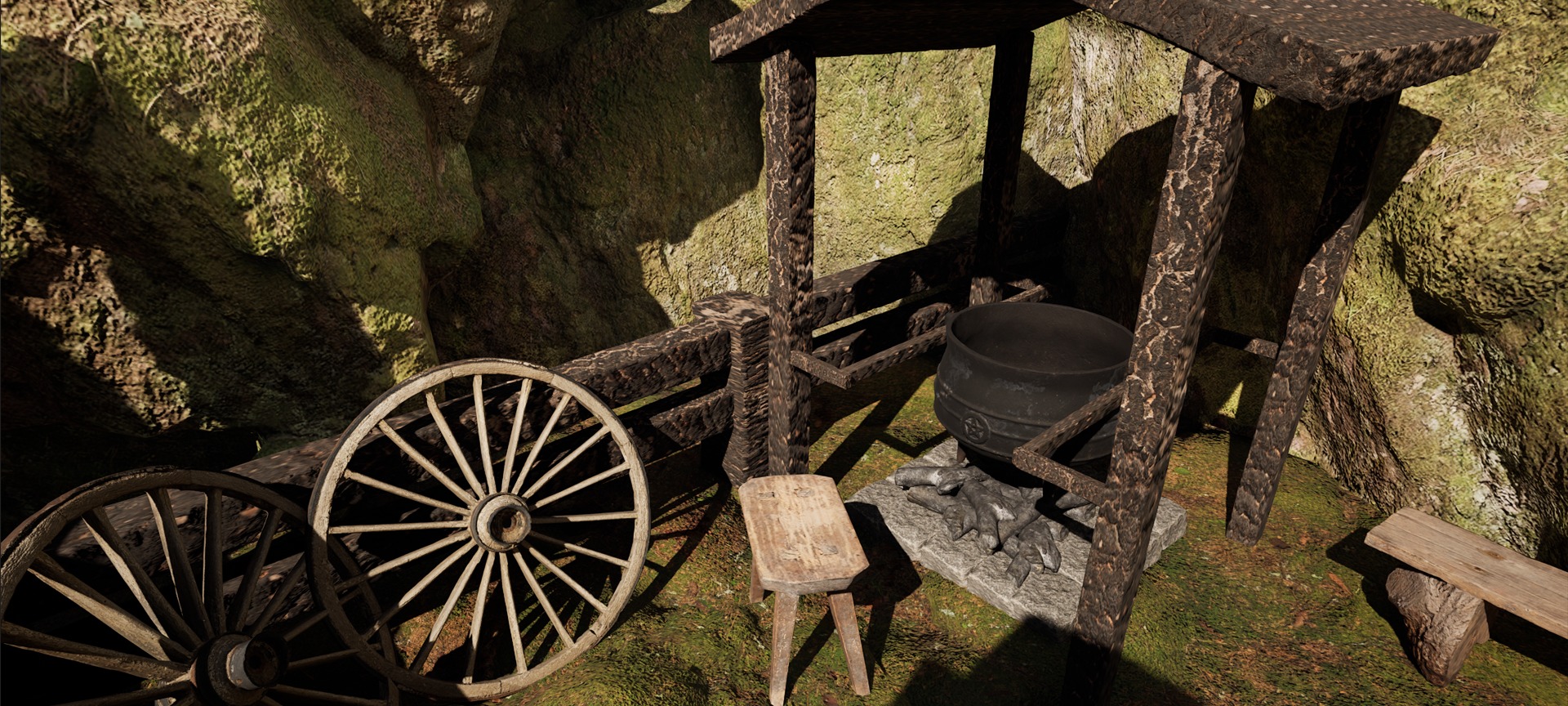 Farmer House and Barn in the Forest 3D model_29