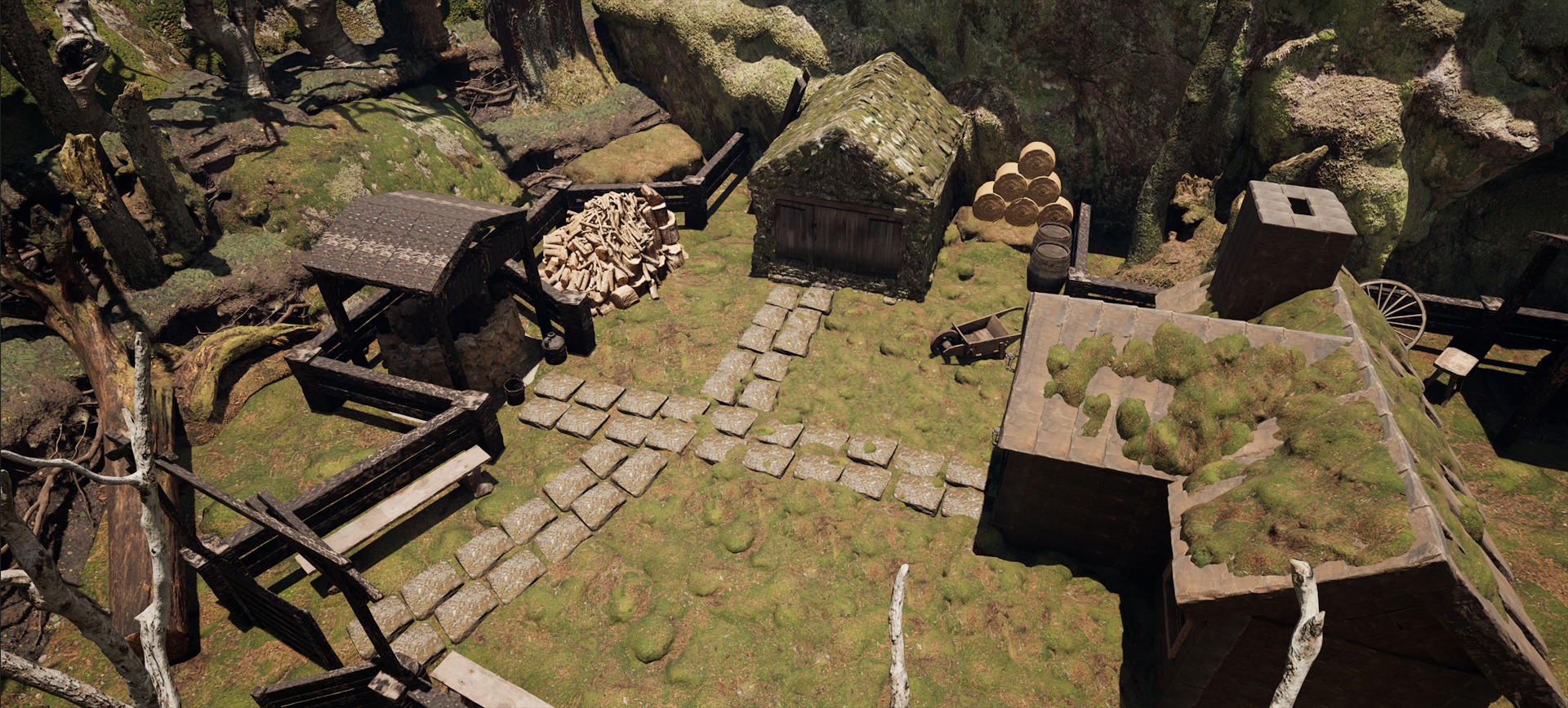 Farmer House and Barn in the Forest 3D model_66