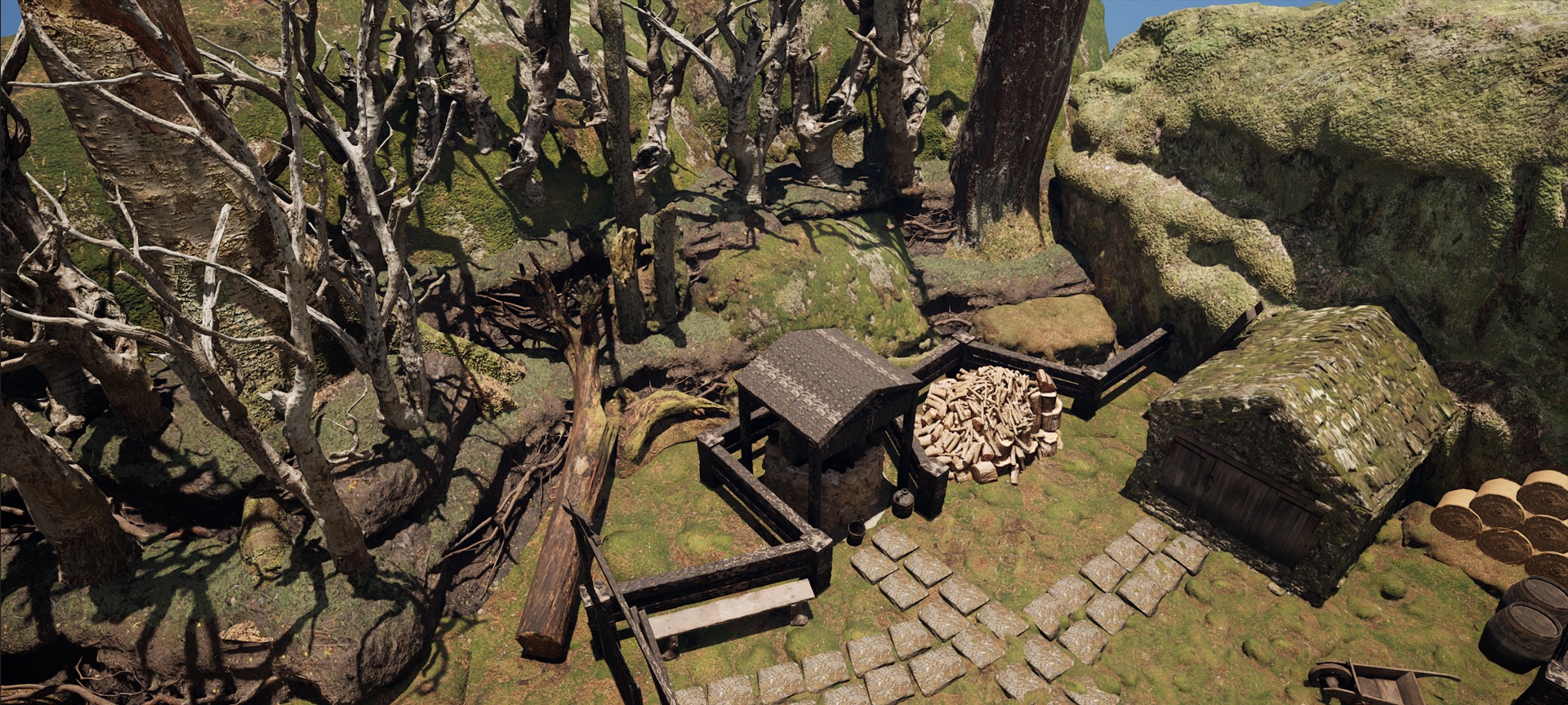 Farmer House and Barn in the Forest 3D model_65