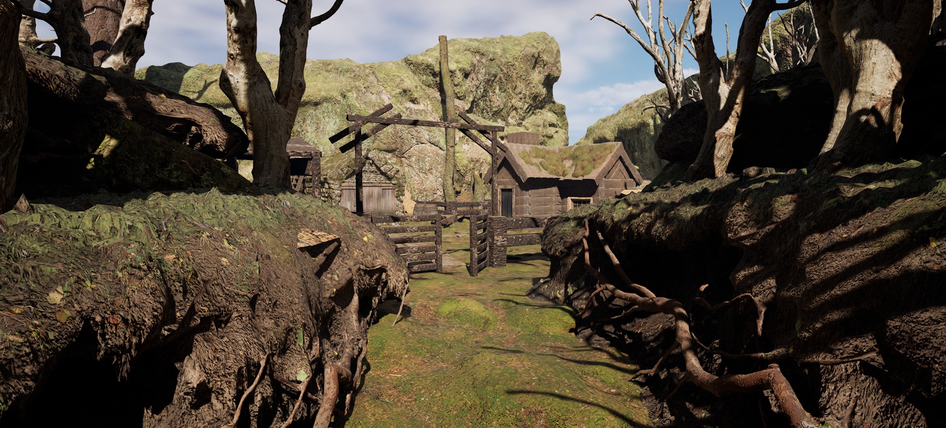 Farmer House and Barn in the Forest 3D model_1