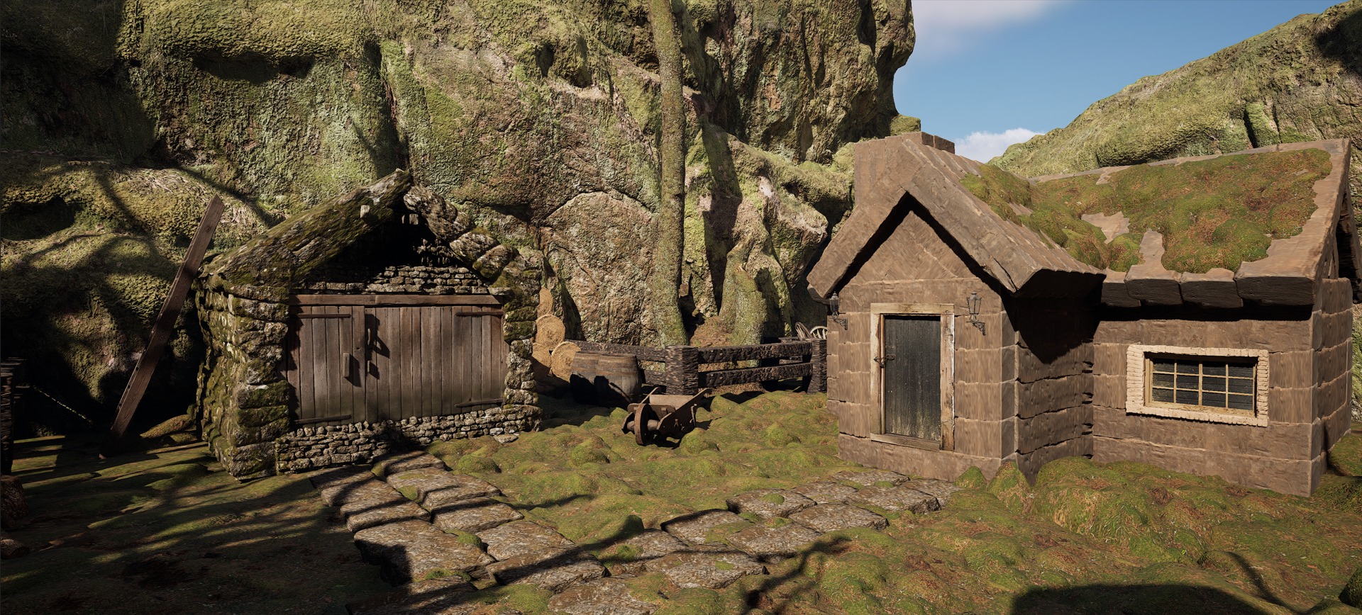 Farmer House and Barn in the Forest 3D model_35