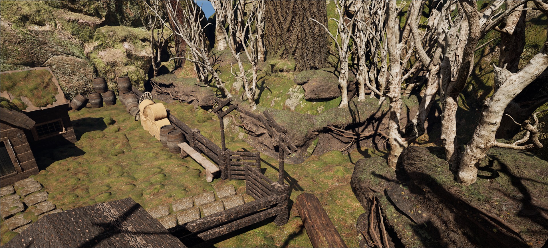 Farmer House and Barn in the Forest 3D model_7