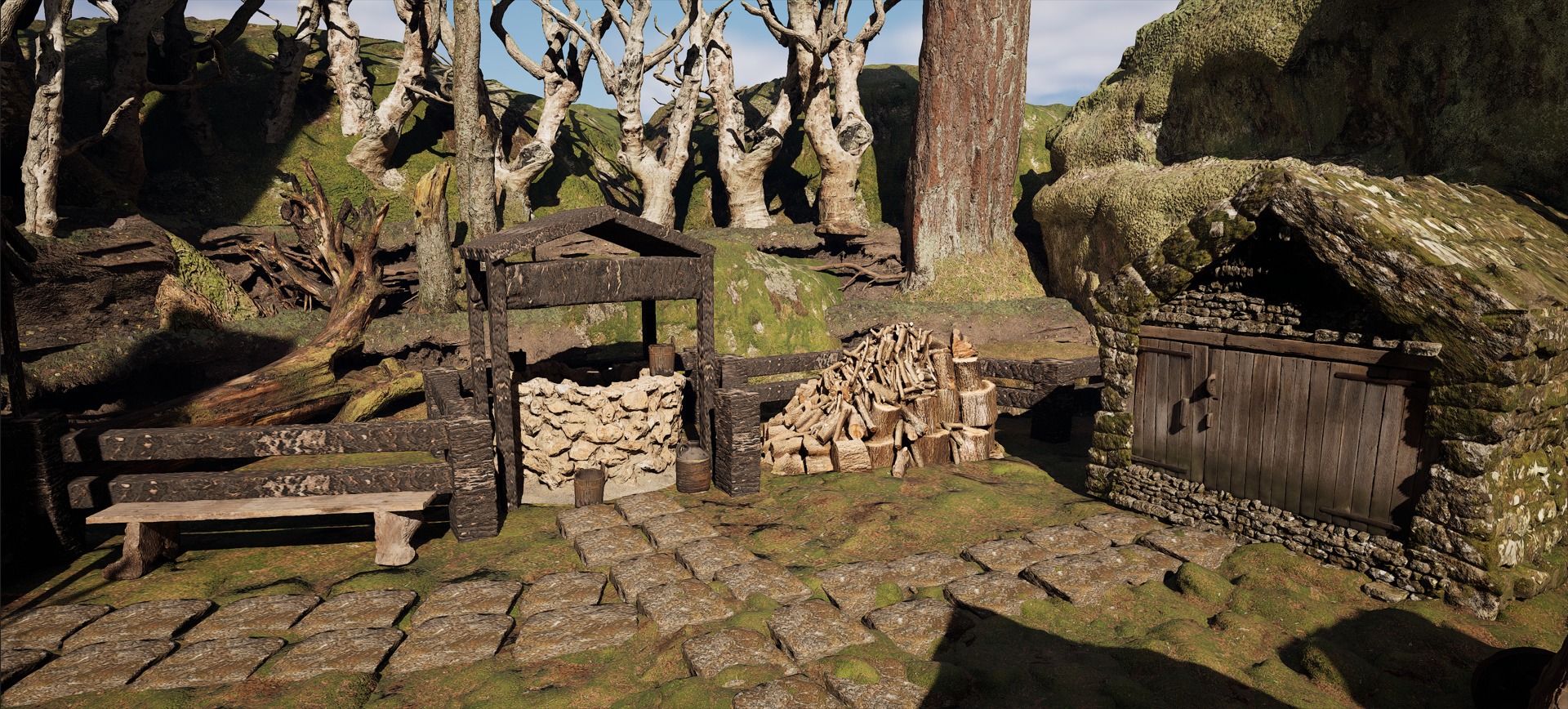 Farmer House and Barn in the Forest 3D model_46