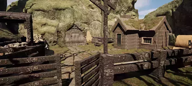 Farmer House and Barn in the Forest 3D model