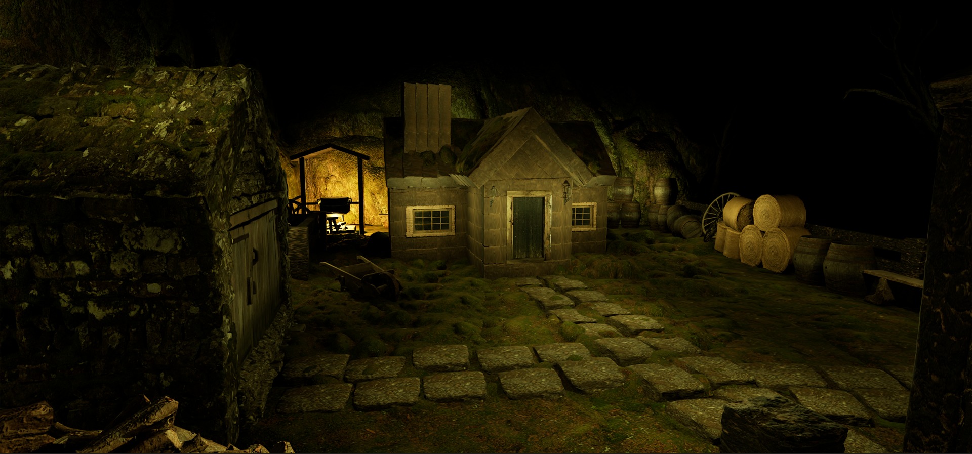 Farmer House and Barn in the Forest 3D model_81