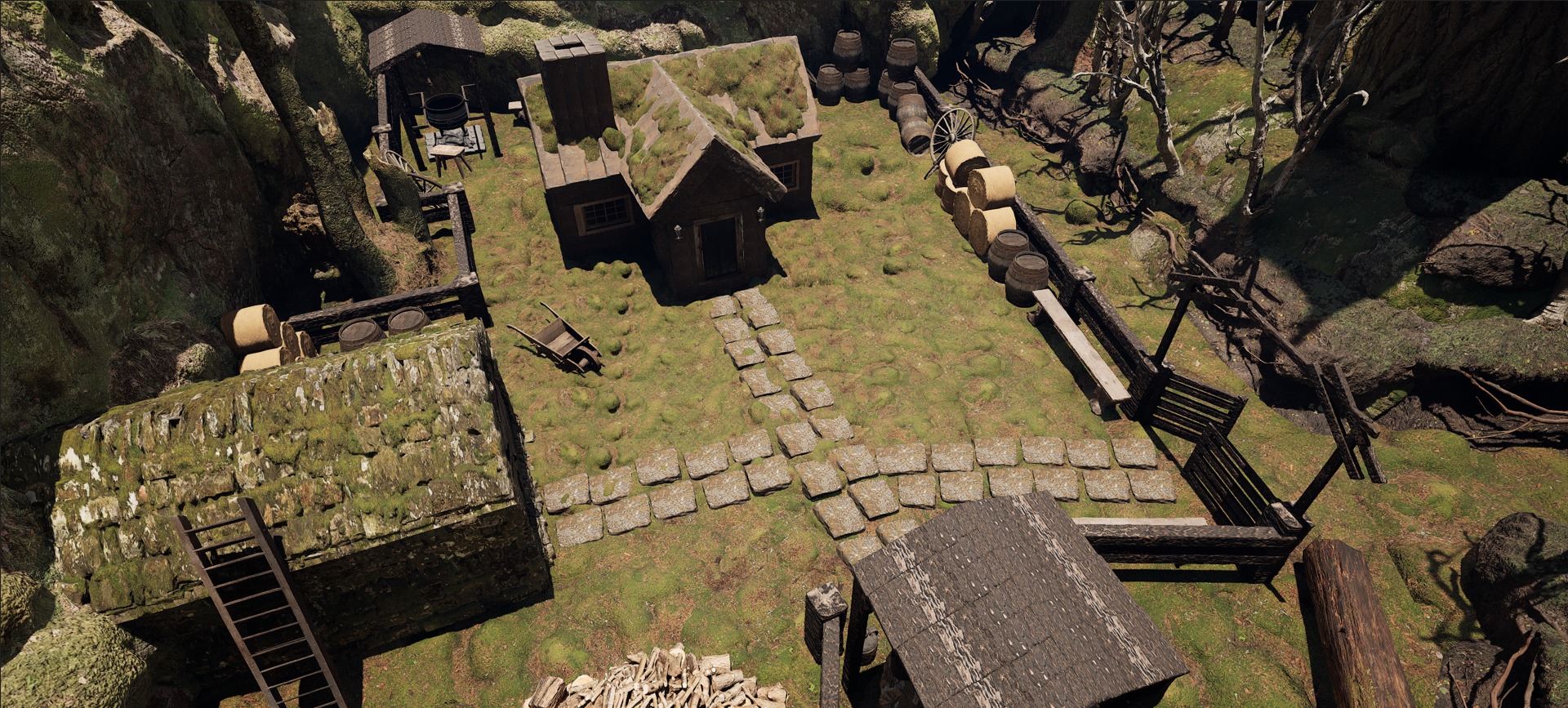 Farmer House and Barn in the Forest 3D model_67