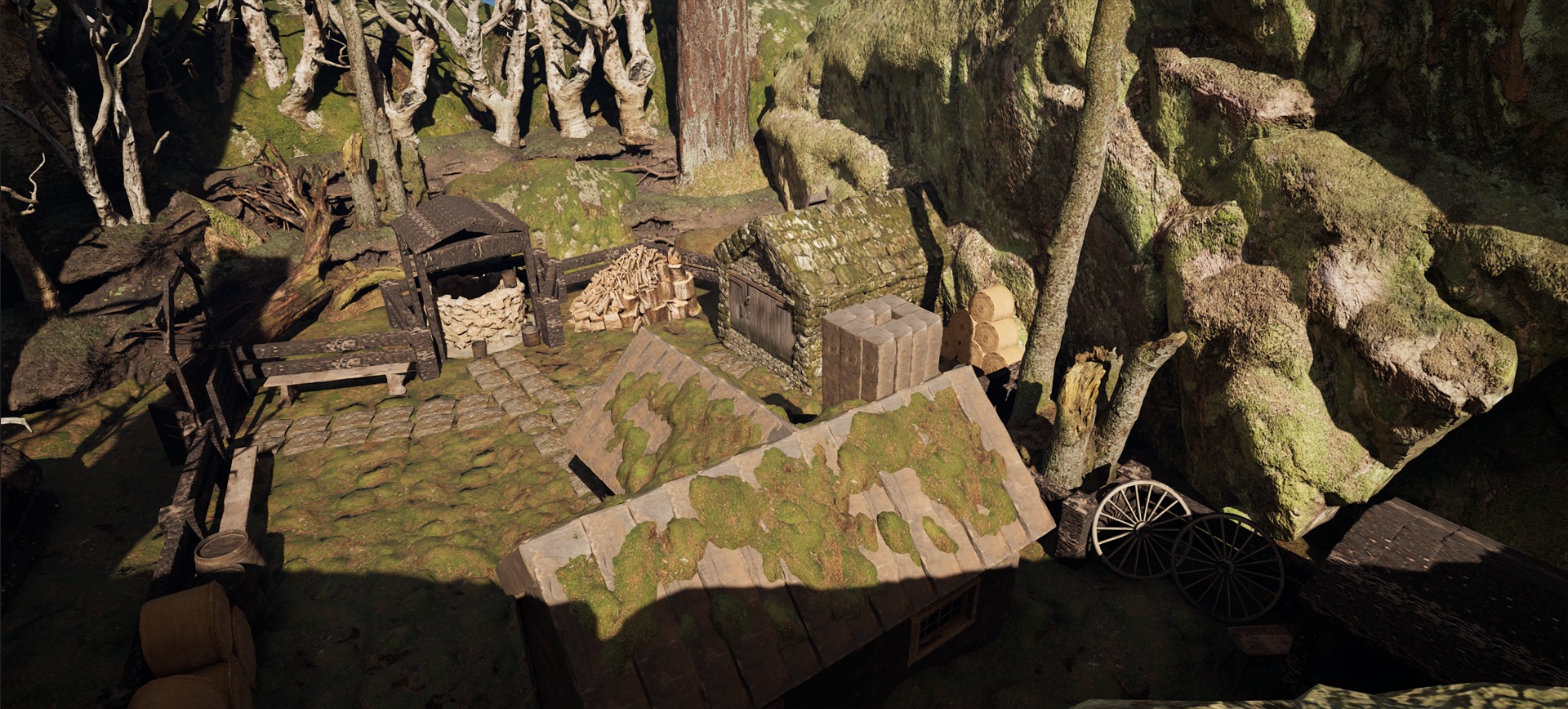 Farmer House and Barn in the Forest 3D model_42