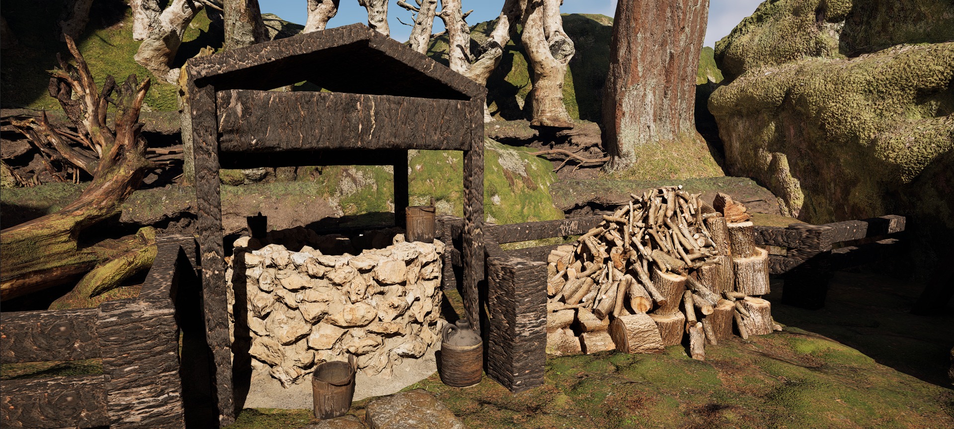 Farmer House and Barn in the Forest 3D model_49