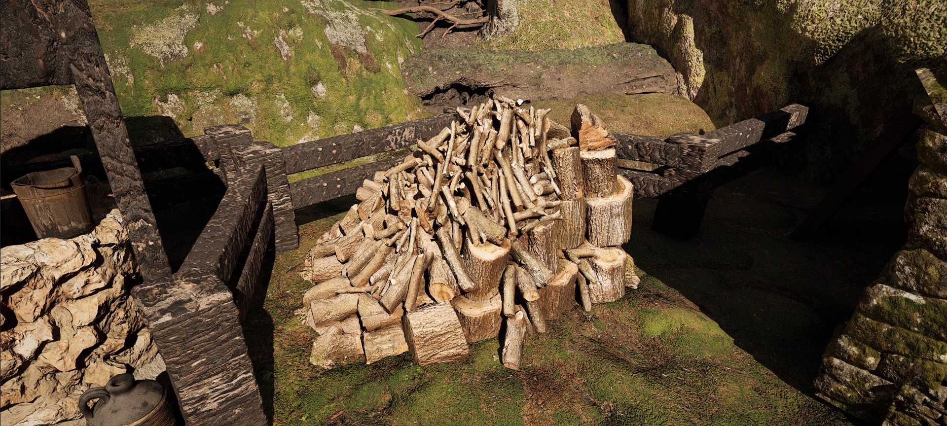 Farmer House and Barn in the Forest 3D model_48