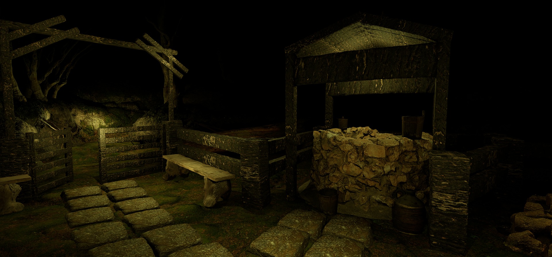 Farmer House and Barn in the Forest 3D model_78