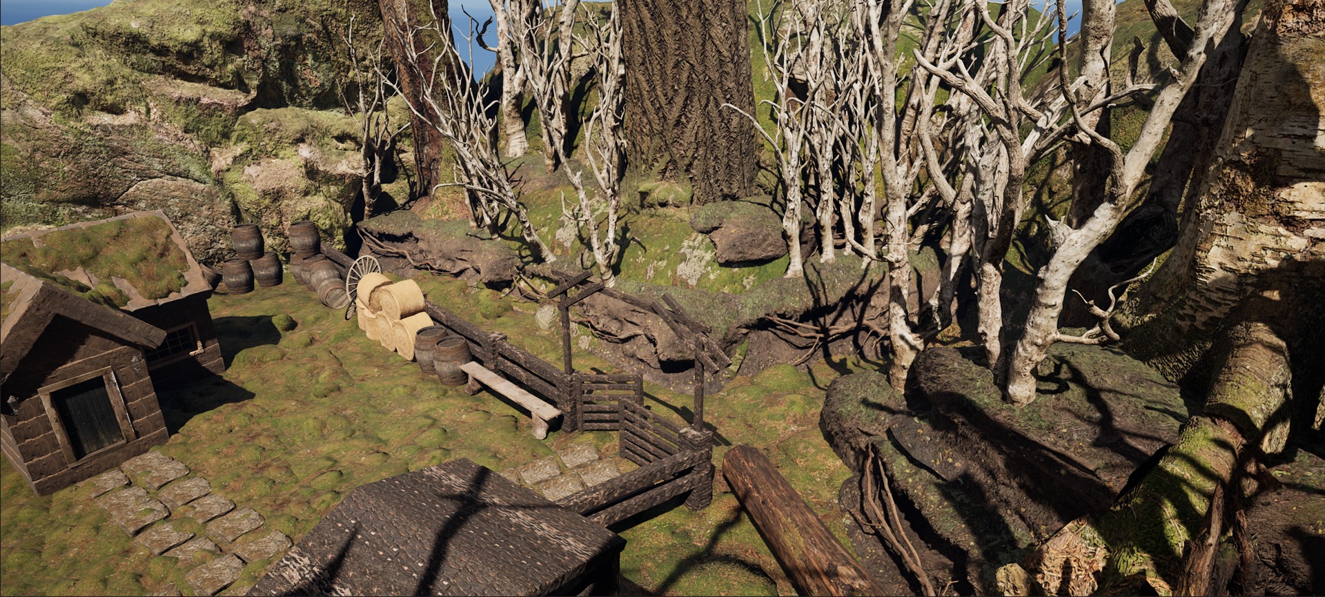 Farmer House and Barn in the Forest 3D model_5