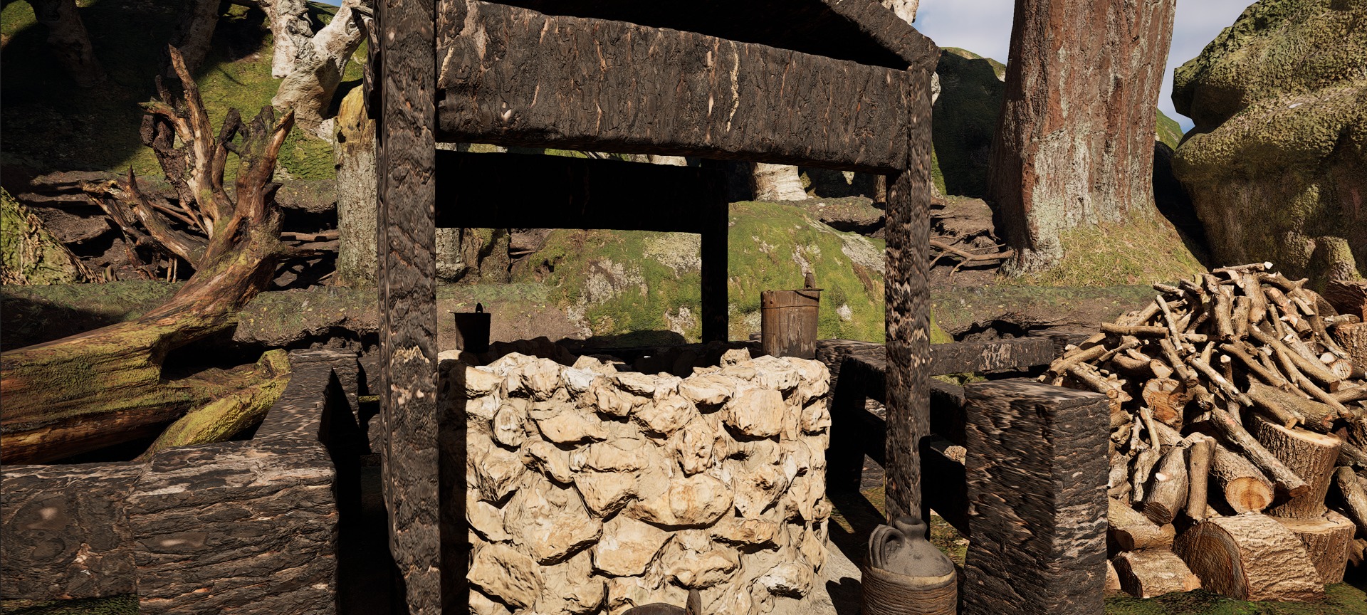 Farmer House and Barn in the Forest 3D model_50