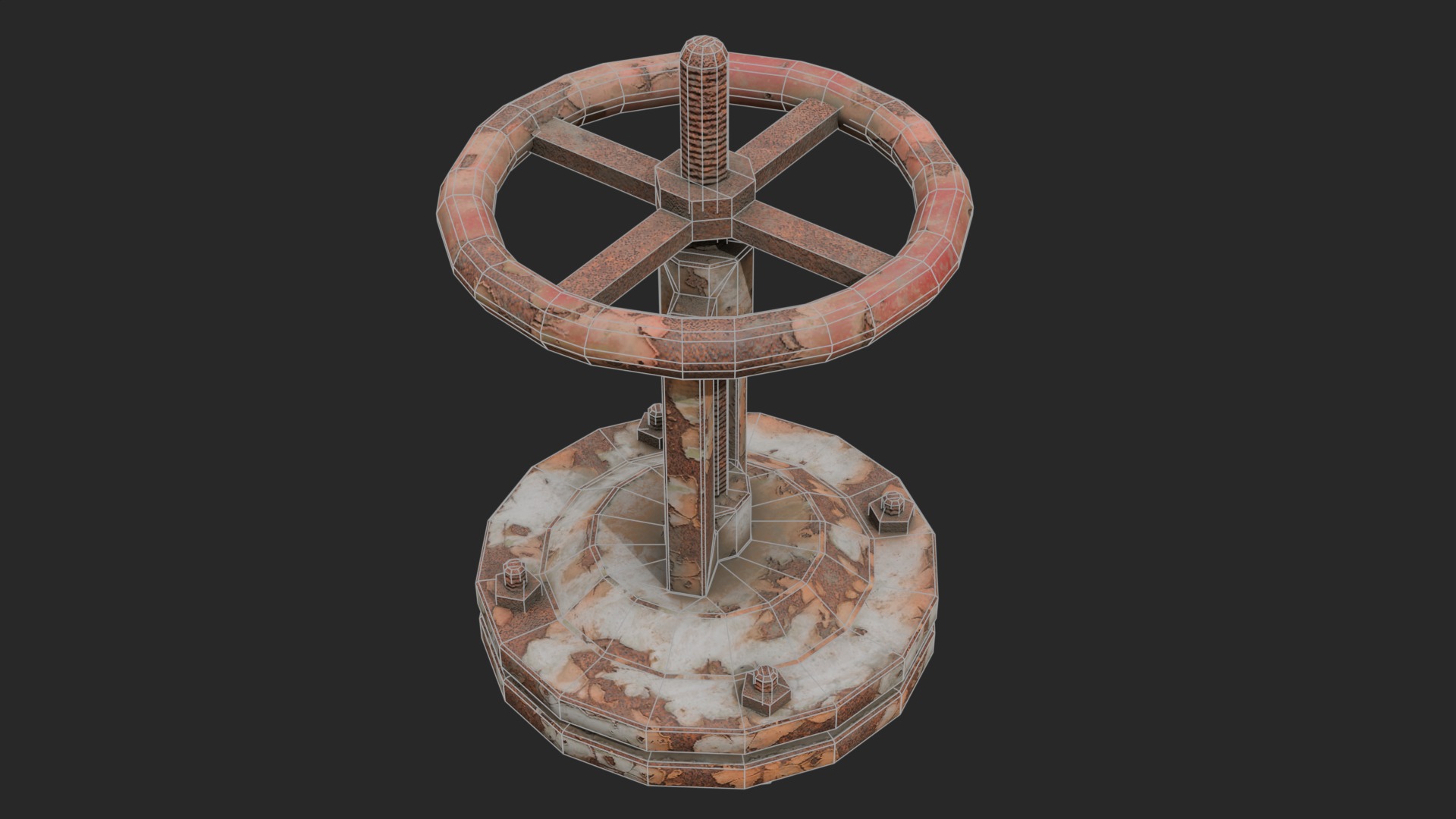 Rusty valve Low-poly 3D model_1
