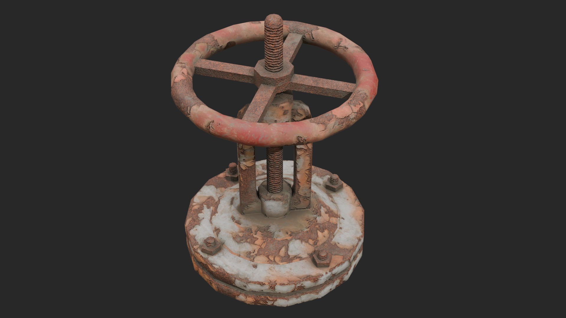 Rusty valve Low-poly 3D model_2