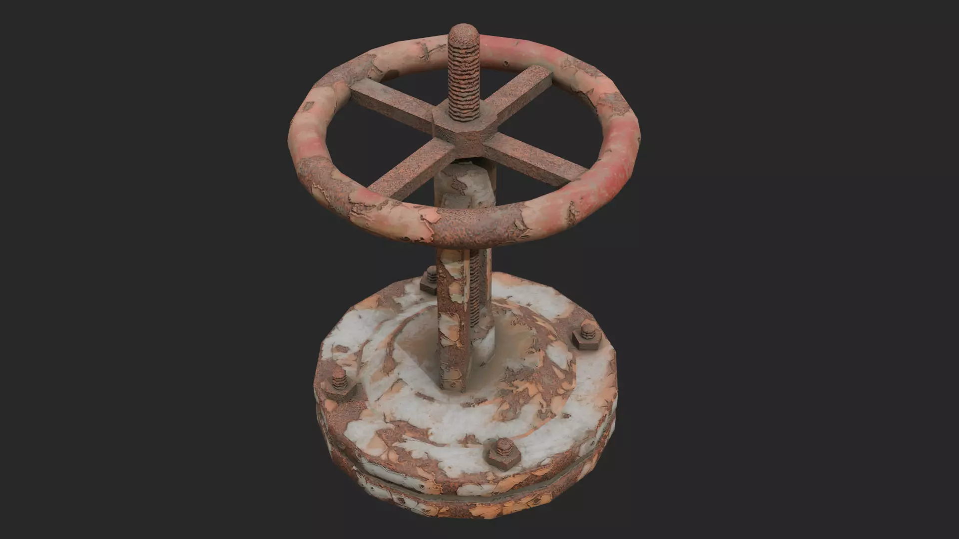 Rusty valve Low-poly 3D model_0