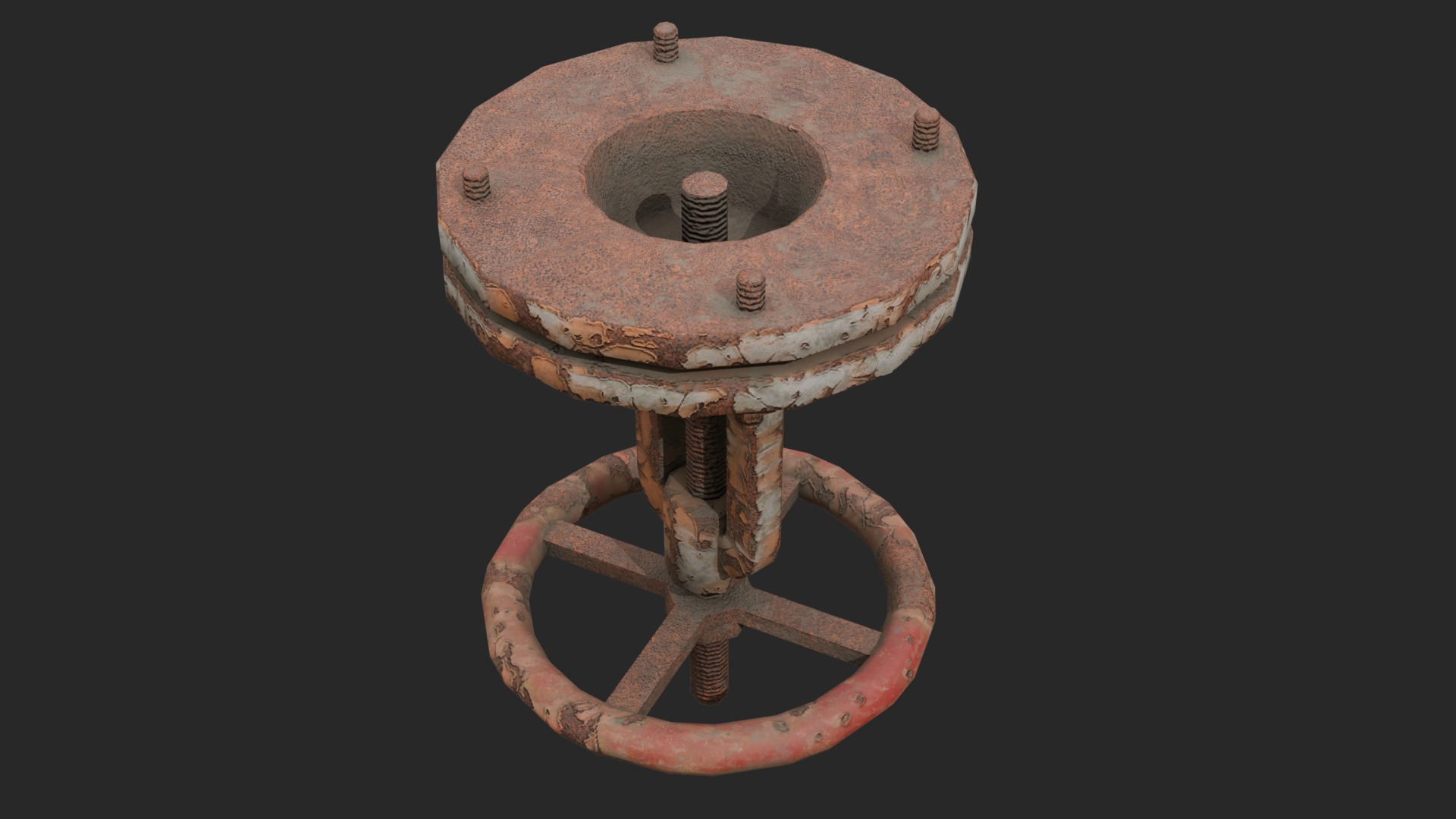 Rusty valve Low-poly 3D model_4