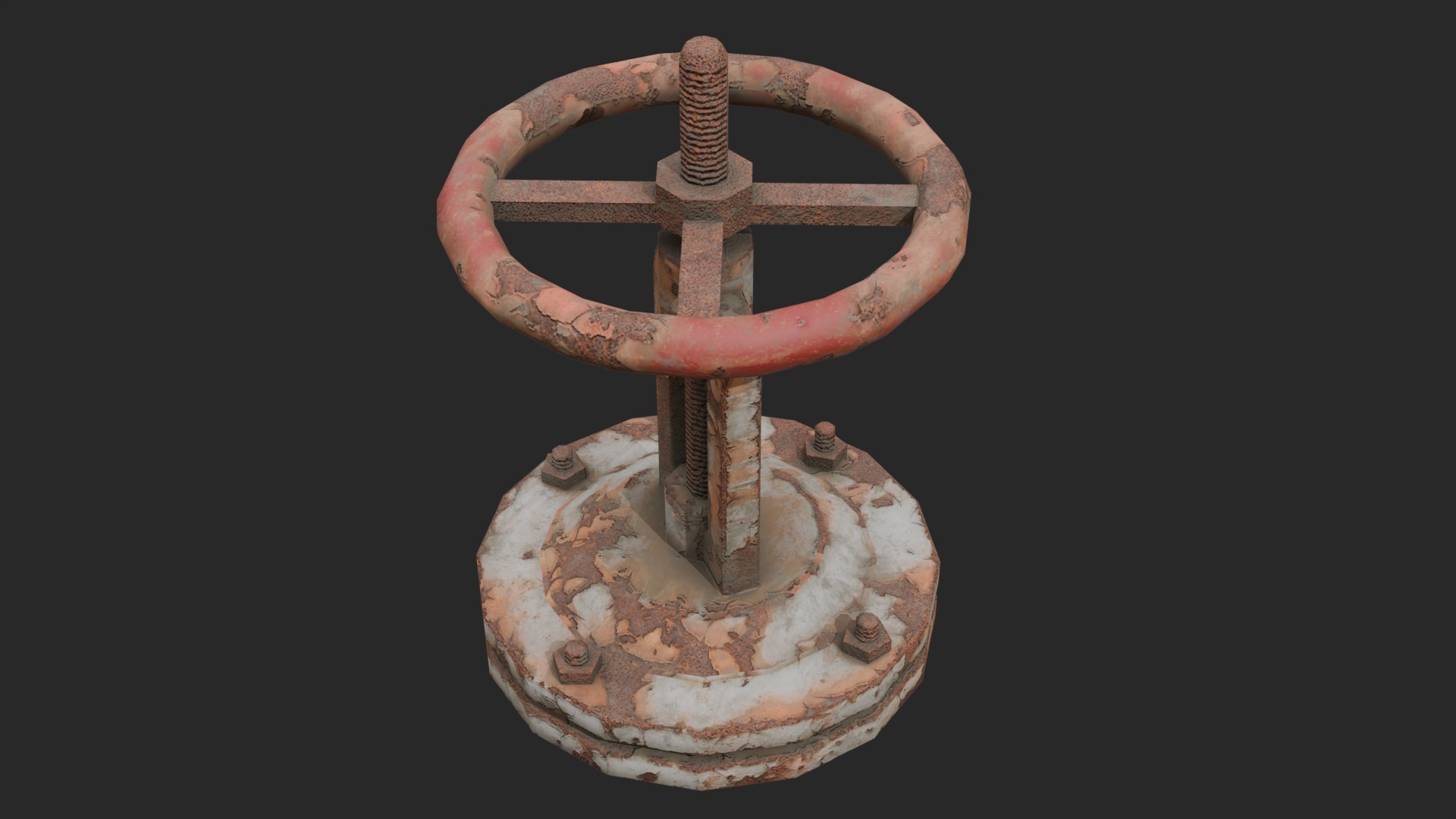 Rusty valve Low-poly 3D model_3