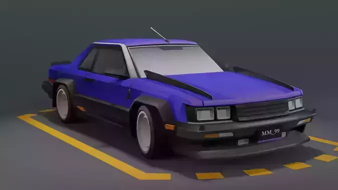 Retro 1970s Stylized Racing Car - Game-Ready  Car 3D Model Low-poly 3D model