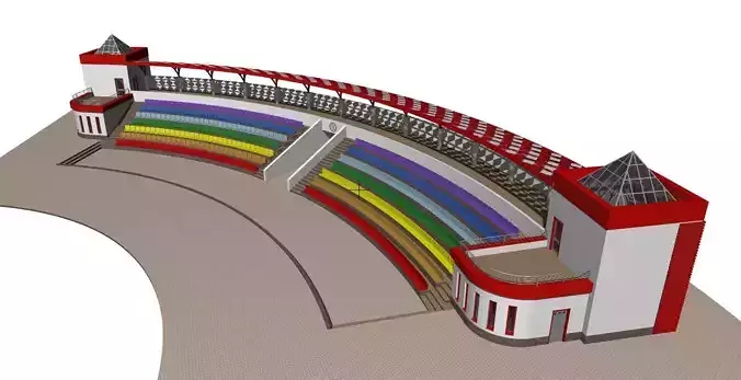 Semicircular amphitheater 3D model Semicircular amphitheater 3D model