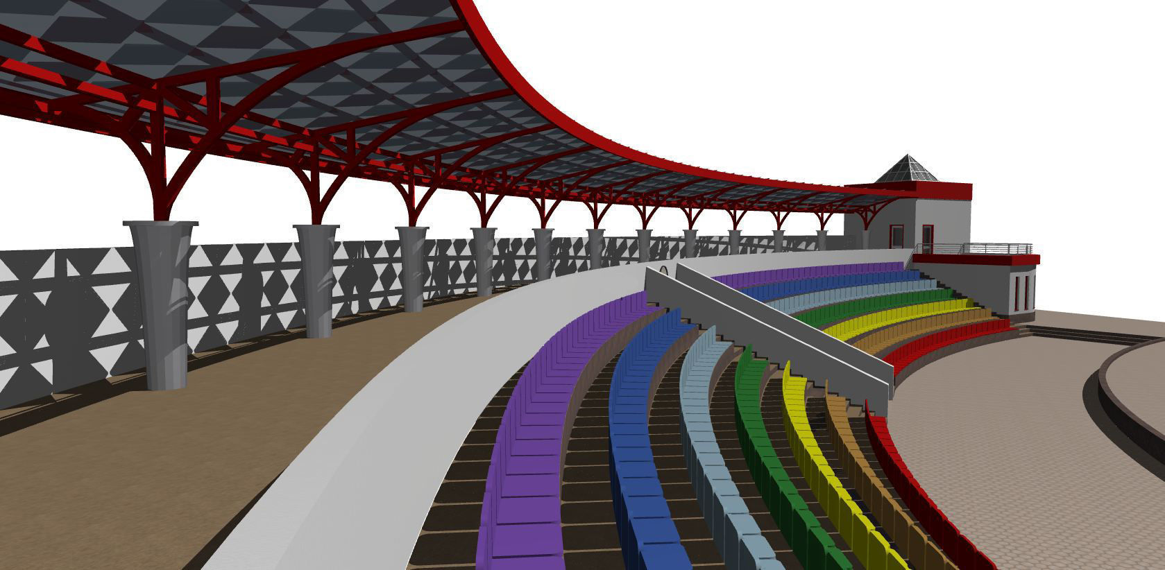 Semicircular amphitheater 3D model_4