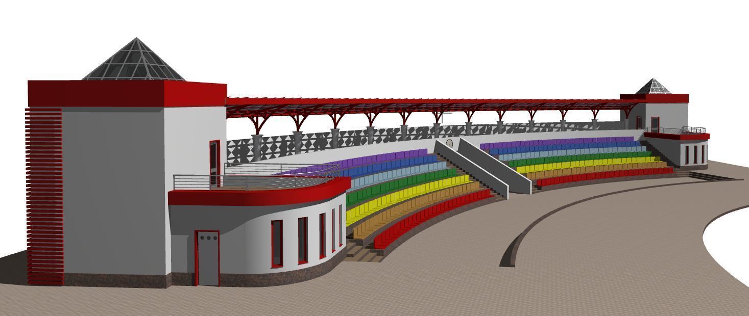 Semicircular amphitheater 3D model_1