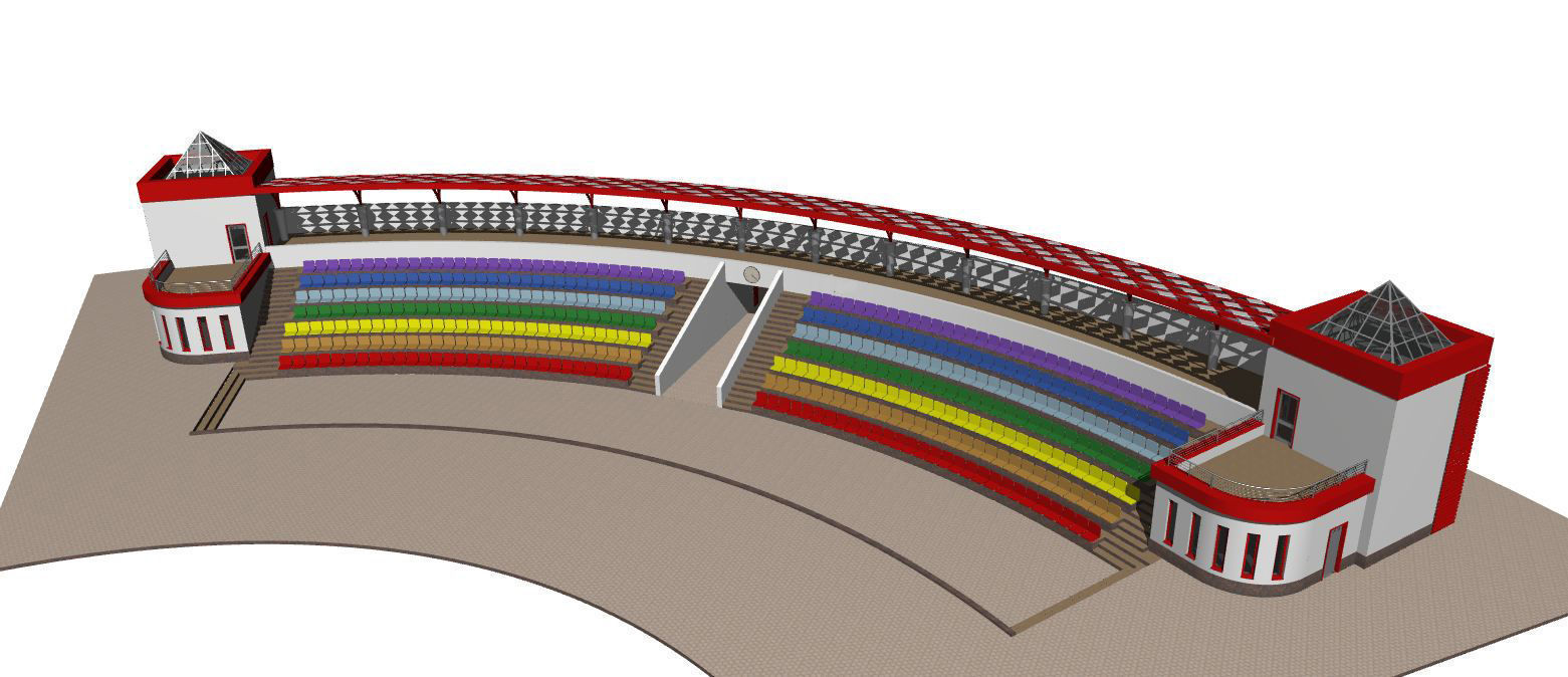 Semicircular amphitheater 3D model_9
