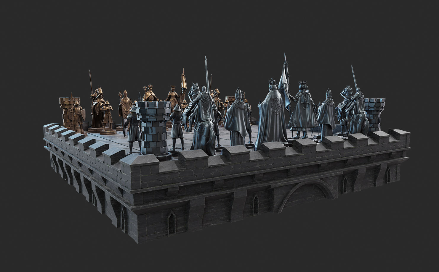 Medieval Chess Set - 3d Print Model 3D print model_1