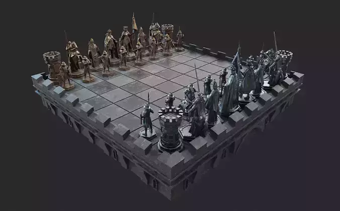 Medieval Chess Set - 3d Print Model 3D print model