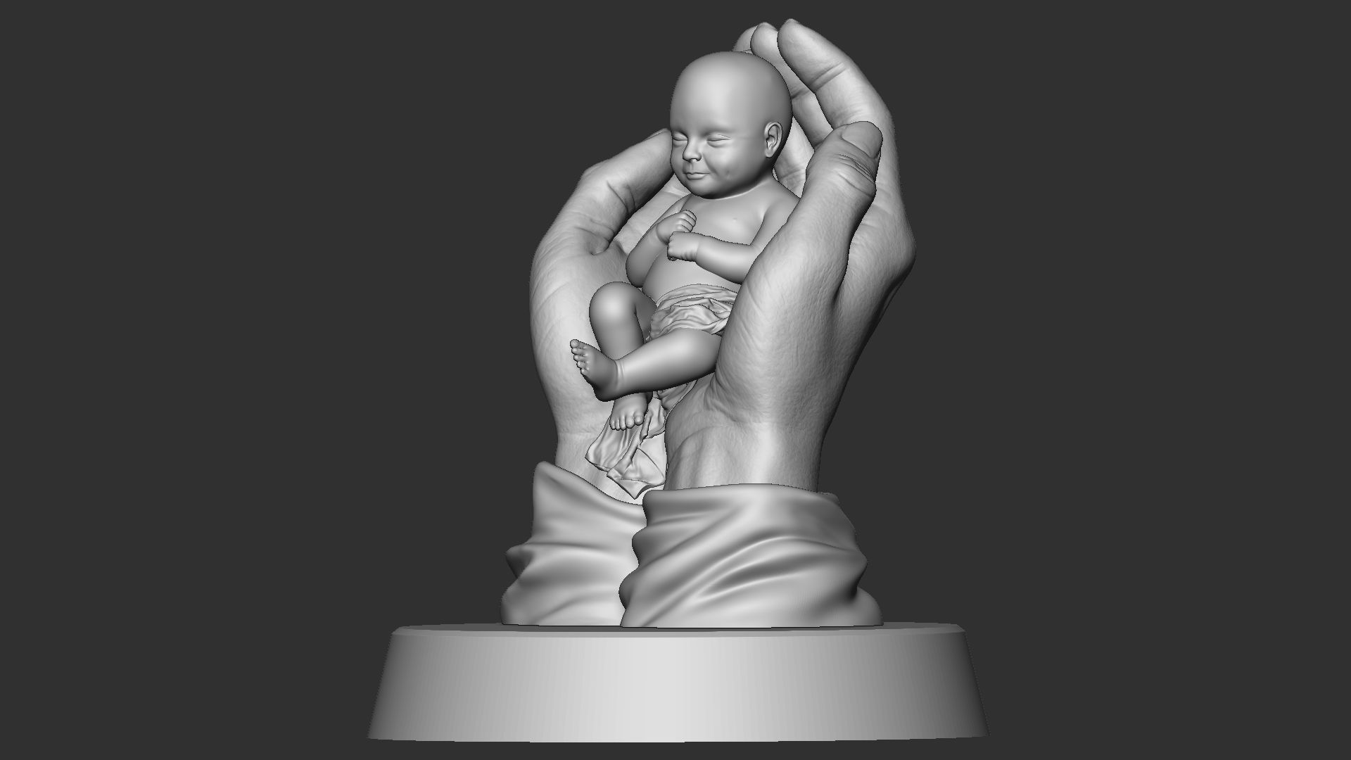 Sleeping Baby in Hands 3D print model_1