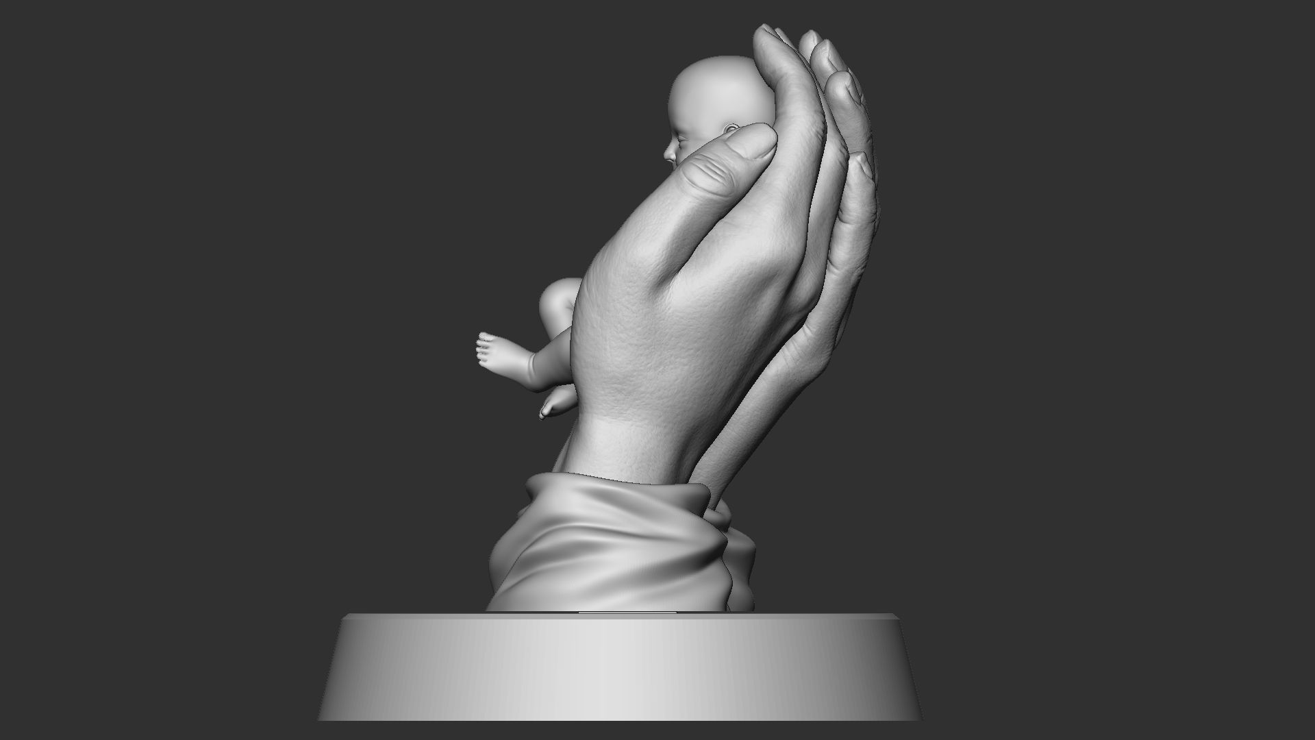 Sleeping Baby in Hands 3D print model_2