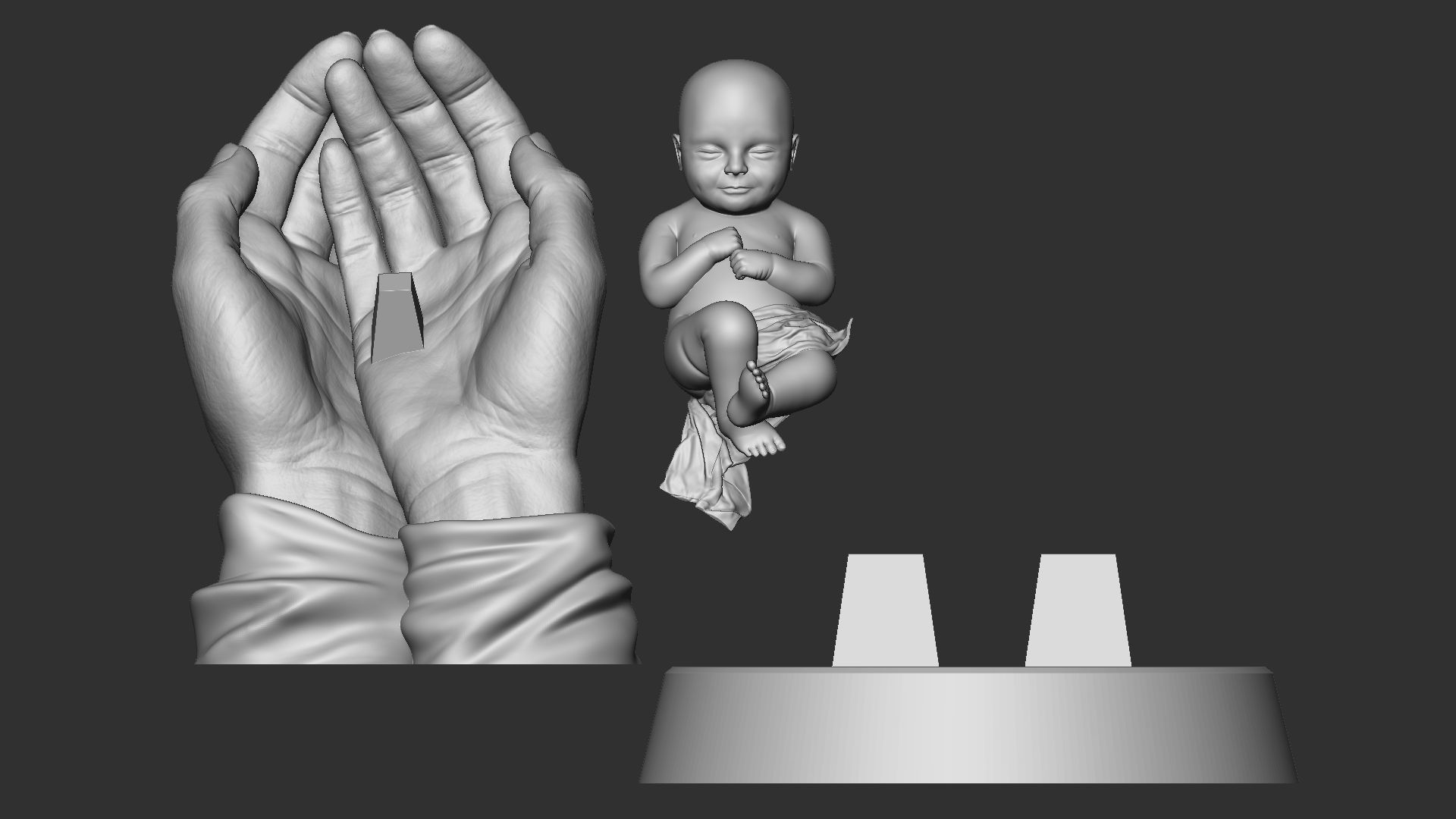 Sleeping Baby in Hands 3D print model_4
