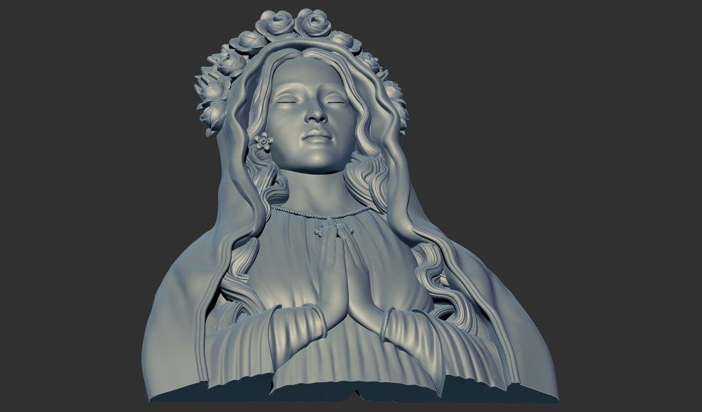 Virgin Mary relief 3d printable cnc 3D print model_3