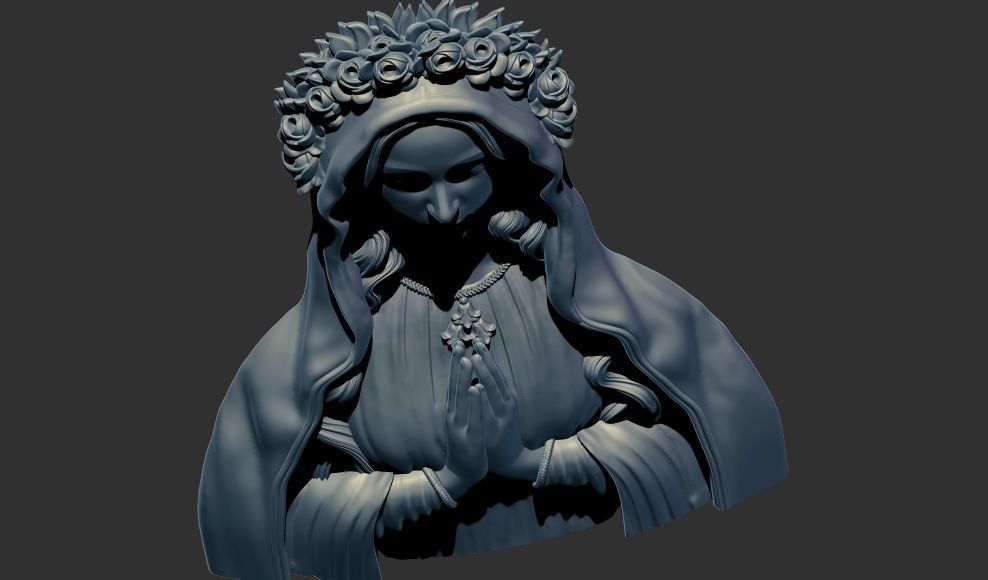 Virgin Mary relief 3d printable cnc 3D print model_7