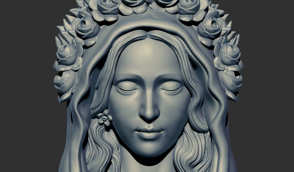 Virgin Mary relief 3d printable cnc 3D print model_1