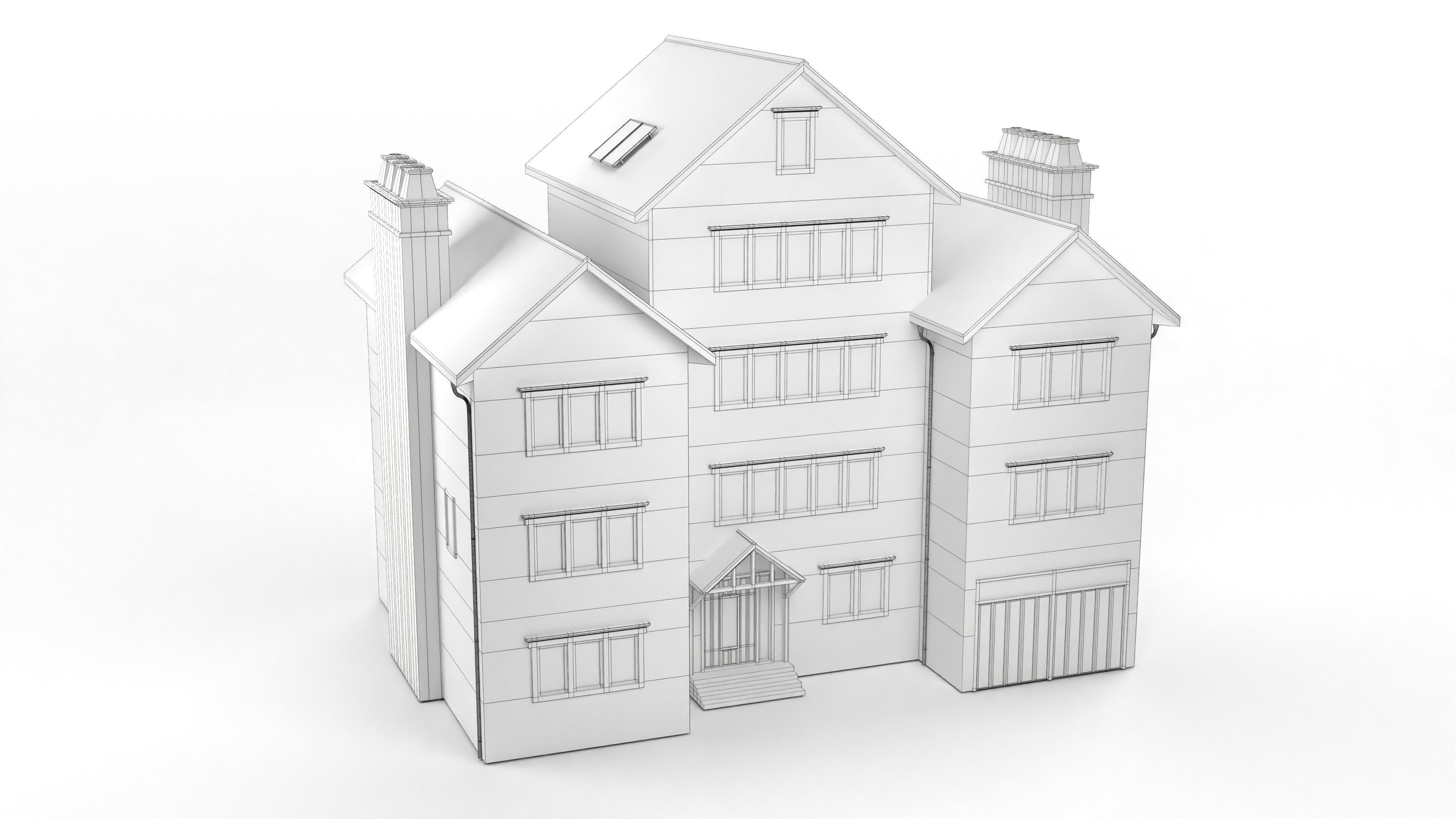 British House Design 07 Low-poly 3D model_7