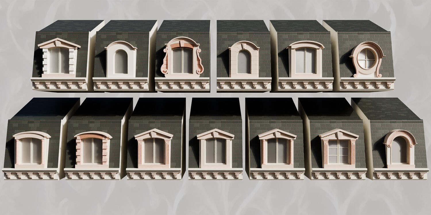 140 Classical European Architectural Asset pack Blender 3dsmax 3D model_9