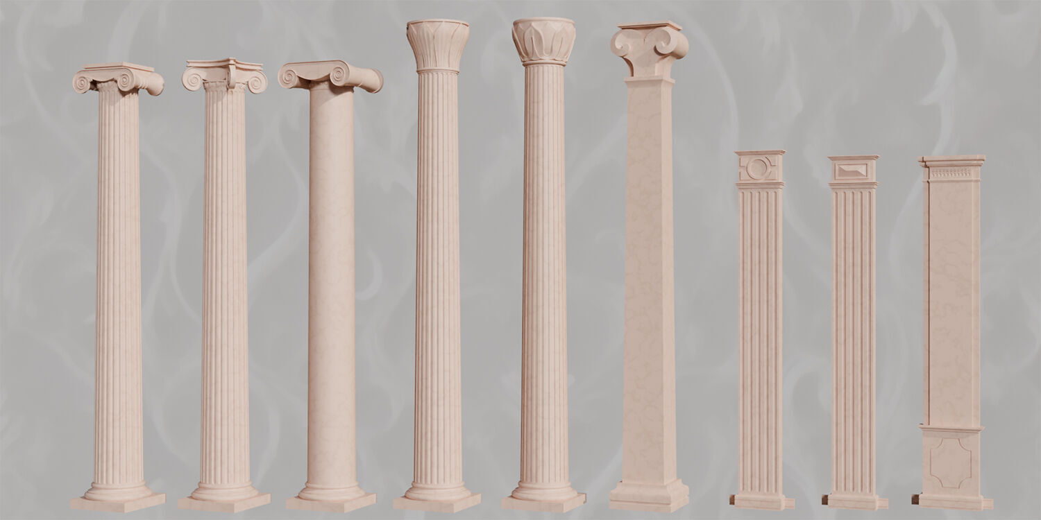 140 Classical European Architectural Asset pack Blender 3dsmax 3D model_5