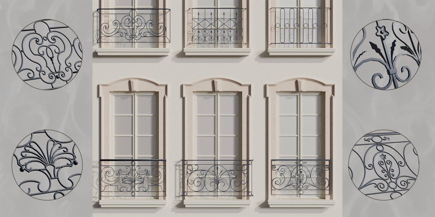 140 Classical European Architectural Asset pack Blender 3dsmax 3D model_17