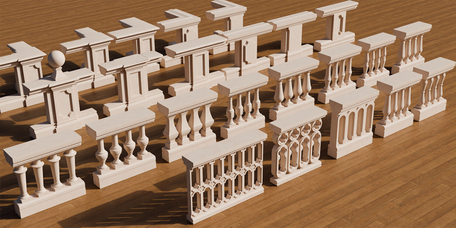 140 Classical European Architectural Asset pack Blender 3dsmax 3D model_14