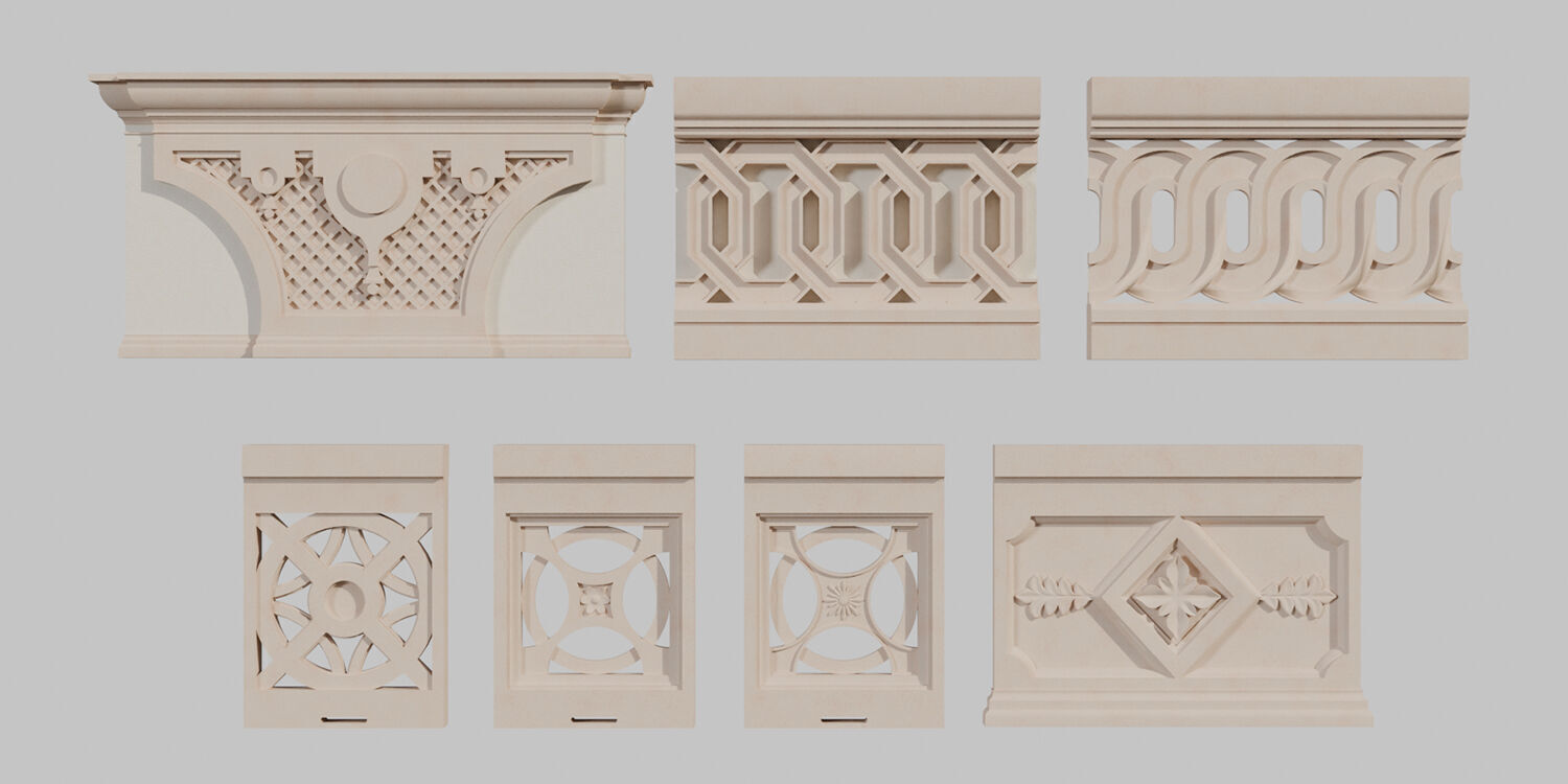 140 Classical European Architectural Asset pack Blender 3dsmax 3D model_19